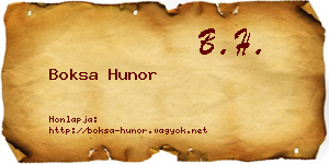 Boksa Hunor névjegykártya